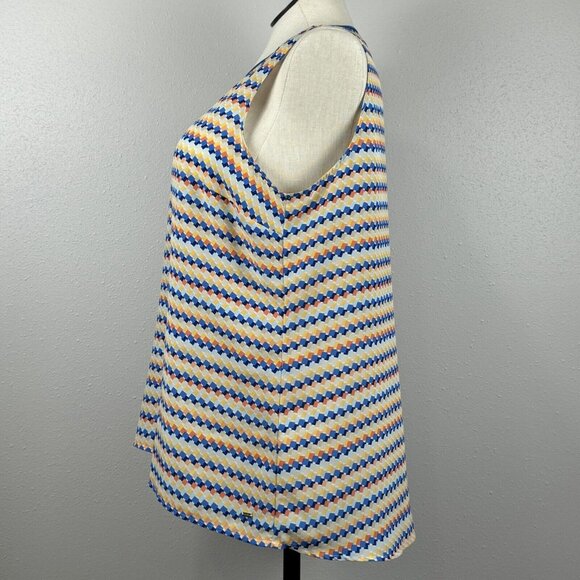 Tommy Hilfiger Womens Multicolor Geometric Tank Top Keyhole Back Stripes Size XL - Picture 4 of 13